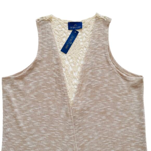 Simply Lara Duster Kimono Lace Detail Open Front Sleeveless Neutral Beige XL NEW - Picture 11 of 12